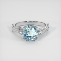 2.09 Ct. Greenish Blue Sapphire Ring, 14K White Gold 1