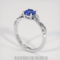 1.20 Ct. Blue Sapphire Ring, 14K White Gold 2
