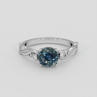 1.90 Ct. Greenish Blue Sapphire Ring, 14K White Gold 1