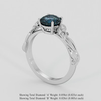1.90 Ct. Greenish Blue Sapphire Ring, 14K White Gold 2