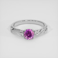 0.71 Ct. Pinkish Purple Sapphire Ring, 14K White Gold 1