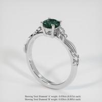 0.93 Ct. Green Sapphire Ring, 18K White Gold 2