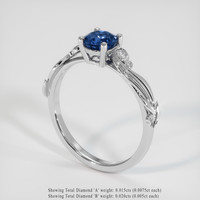 0.76 Ct. Sapphire Ring, 18K White Gold 2