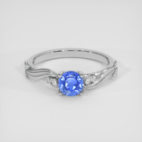 1.00 Ct. Blue Sapphire Ring, 18K White Gold 1
