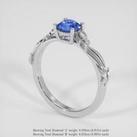 1.00 Ct. Blue Sapphire Ring, 18K White Gold 2