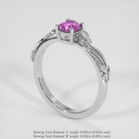 0.71 Ct. Pinkish Purple Sapphire Ring, 18K White Gold 2