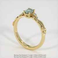 0.68 Ct. Bluish Green Sapphire Ring, 10K Yellow Gold 2
