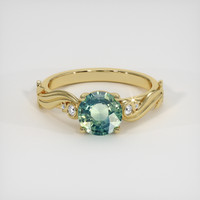1.11 Ct. Bluish Green Sapphire Ring, 14K Yellow Gold 1