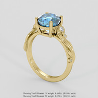 3.24 Ct. Greenish Blue Sapphire Ring, 14K Yellow Gold 2