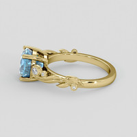 3.24 Ct. Greenish Blue Sapphire Ring, 14K Yellow Gold 4