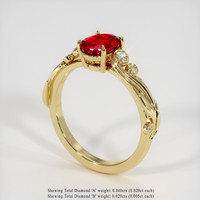 1.03 Ct. Ruby Ring, 18K Yellow Gold 2