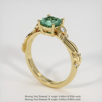 1.11 Ct. Bluish Green Sapphire Ring, 18K Yellow Gold 2