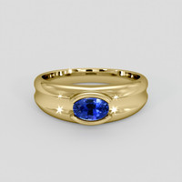 0.70 Ct. Blue Sapphire Ring, 14K Yellow Gold 1