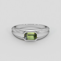 0.68 Ct. Yellowish Green Sapphire Ring, Silver 1