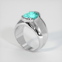 2.86 Ct. Greenish Blue Paraiba Tourmaline Ring, 10K White Gold 2