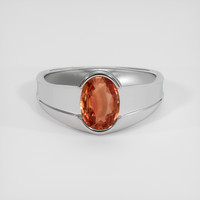2.05 Ct. Padparadscha Sapphire Ring, 18K White Gold 1