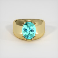2.86 Ct. Greenish Blue Paraiba Tourmaline Ring, 10K Yellow Gold 1