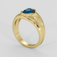 3.02 Ct. Greenish Blue Sapphire Ring, 10K Yellow Gold 2