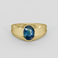 3.02 Ct. Greenish Blue Sapphire Ring, 18K Yellow Gold 1