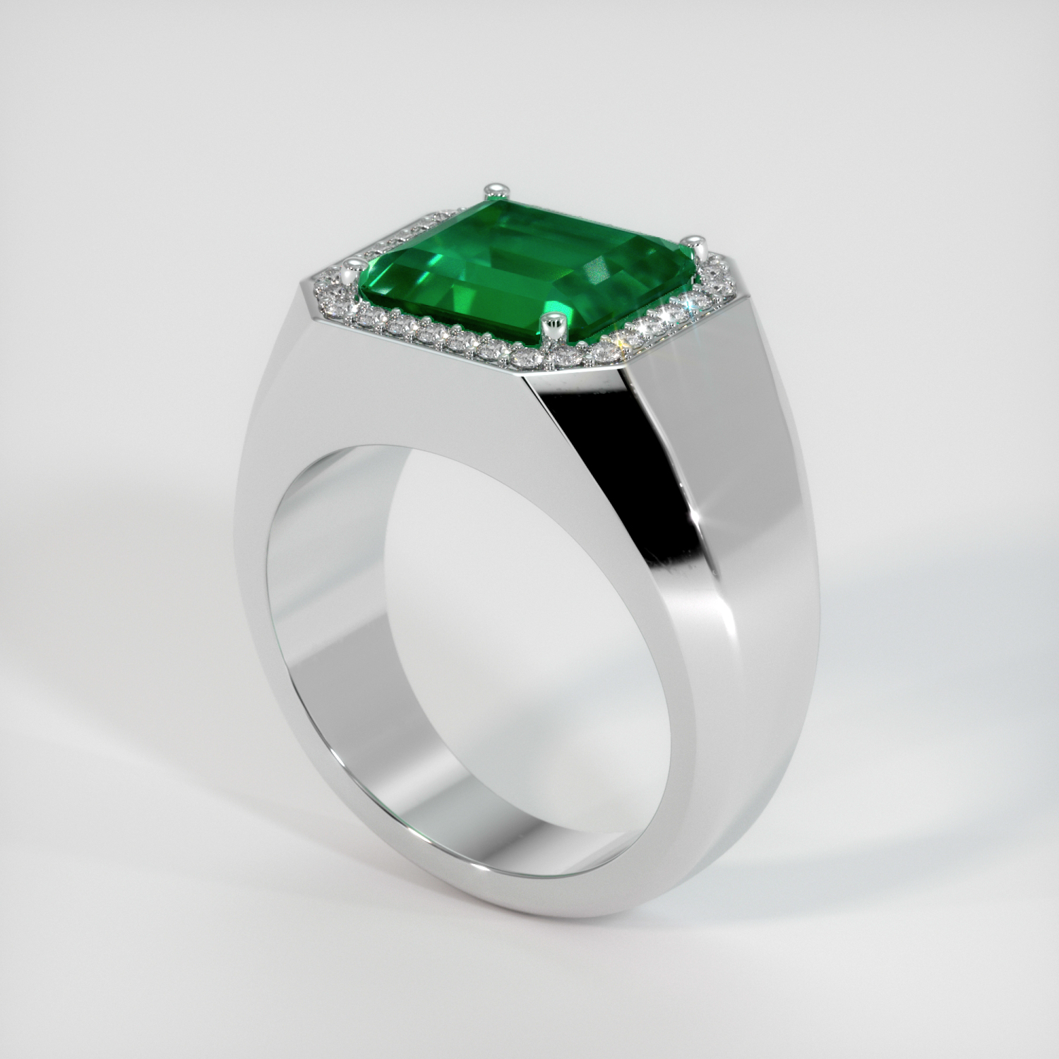 Mens platinum emerald deals ring