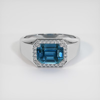 2.93 Ct. Greenish Blue Sapphire Ring, 14K White Gold 1