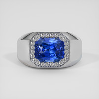 4.08 Ct. Blue Sapphire Ring, 18K White Gold 1