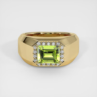 3.21 Ct. Green (Lime Green) Peridot Ring, 10K Yellow Gold 1