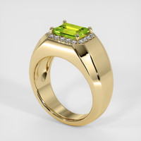 3.21 Ct. Green (Lime Green) Peridot Ring, 10K Yellow Gold 2