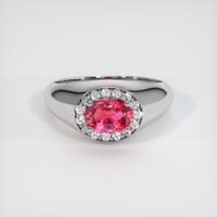1.02 Ct. Reddish Pink Sapphire Ring, Platinum 950 1