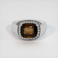 8.54 Ct. Orangish Brown Sapphire Ring, 18K White Gold 1