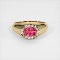 1.02 Ct. Reddish Pink Sapphire Ring, 14K Yellow Gold 1