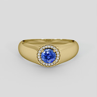 0.50 Ct. Blue Sapphire Ring, 18K Yellow Gold 1