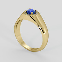 0.50 Ct. Blue Sapphire Ring, 18K Yellow Gold 2