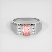 1.09 Ct. Padparadscha Sapphire Ring, 14K White Gold 1