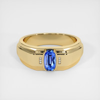 1.00 Ct. Blue Sapphire Ring, 14K Yellow Gold 1