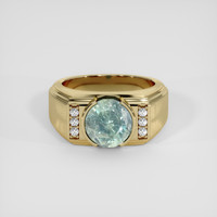 3.31 Ct. Bluish Green Sapphire Ring, 14K Yellow Gold 1