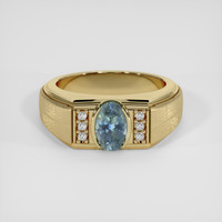 0.98 Ct. Bluish Green Sapphire Ring, 14K Yellow Gold 1