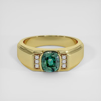 2.12 Ct. Bluish Green Sapphire Ring, 18K Yellow Gold 1
