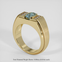 0.98 Ct. Bluish Green Sapphire Ring, 18K Yellow Gold 2