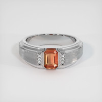 1.54 Ct. Padparadscha Sapphire Ring, 18K White Gold 1