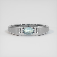 0.74 Ct. Greenish Blue Sapphire Ring, 14K White Gold 1