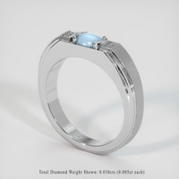 0.74 Ct. Greenish Blue Sapphire Ring, 14K White Gold 2