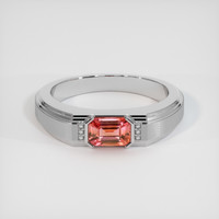 1.13 Ct. Padparadscha Sapphire Ring, 18K White Gold 1