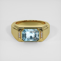 5.61 Ct. Blue Aquamarine Ring, 10K Yellow Gold 1