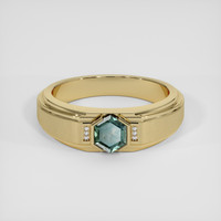 0.84 Ct. Bluish Green Sapphire Ring, 14K Yellow Gold 1