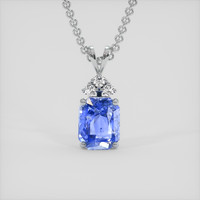 3.15 Ct. Blue Sapphire Pendant, 14K White Gold 1
