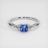 0.54 Ct. Blue Sapphire Ring, 14K White Gold 1