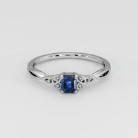 0.40 Ct. Greenish Blue Sapphire Ring, 18K White Gold 1