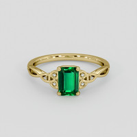 0.91 Ct. Emerald Ring, 18K Yellow Gold 1