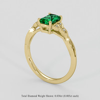 0.91 Ct. Emerald Ring, 18K Yellow Gold 2